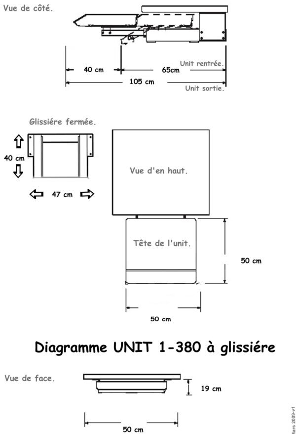 Materiel Dentaire - Unit a Glissiere sous plan 1-380